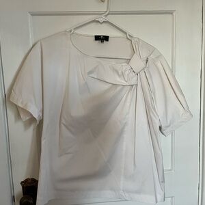 7 For All Mankind Cream Blouse with Bow Accent